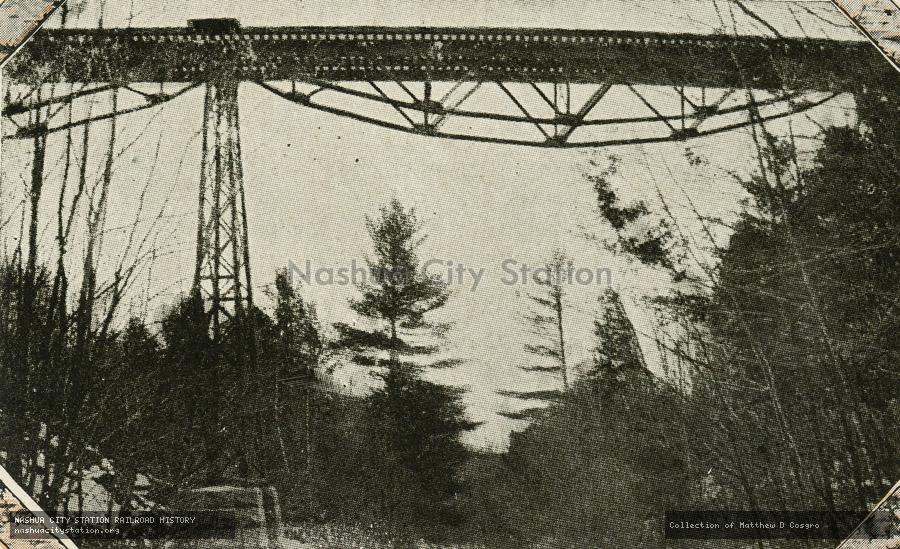 Postcard: Road and Brook Trestle, 62 feet high, near Glen, Marlboro, New Hampshire